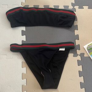 Gucci Black Bikini with Red and Green Accents